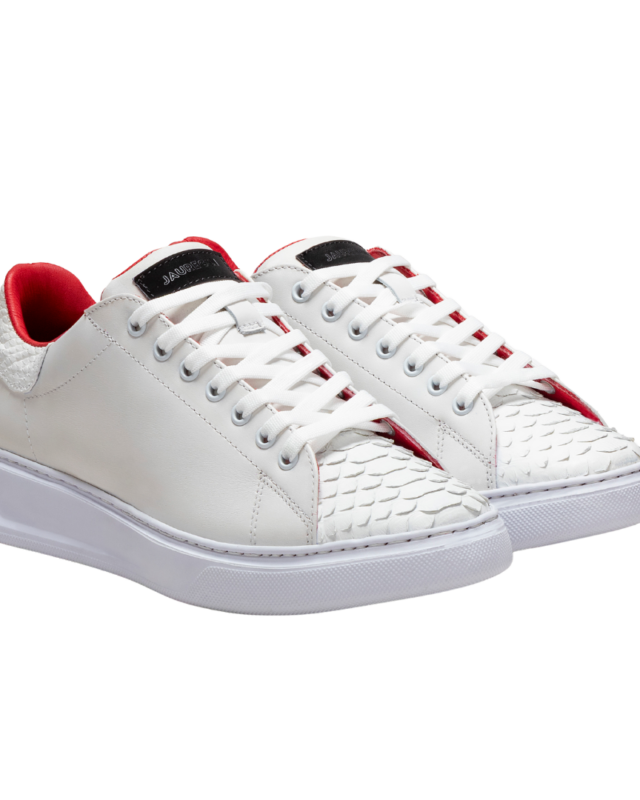 LOW TOP PITON BLANCO FORRO ROJO