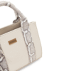 Bolsa tote mini para dama en piel de pitón gris con cuerpo en piel beige