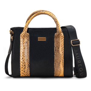 Bolsa tote mini res negro piton amarillo