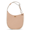 Bolsa de hombro para dama en piel nude con detalles en pitón claro