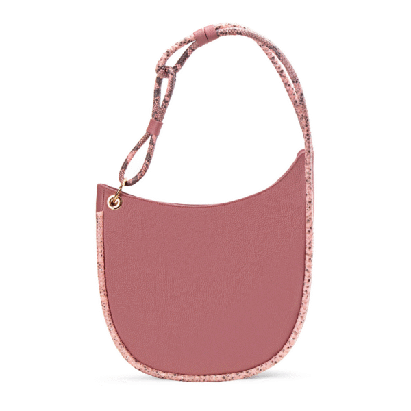 r1 Bolsa de hombro para dama en piel rosa con detalles en pitón rosado