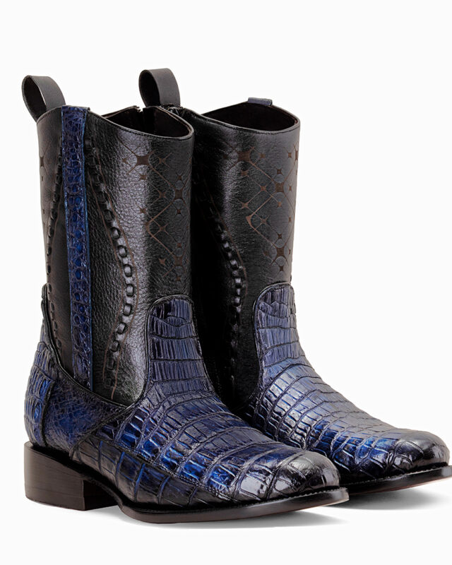 BOTA SCORPION VINTAGE COLA BELLY COCODRILO AZUL